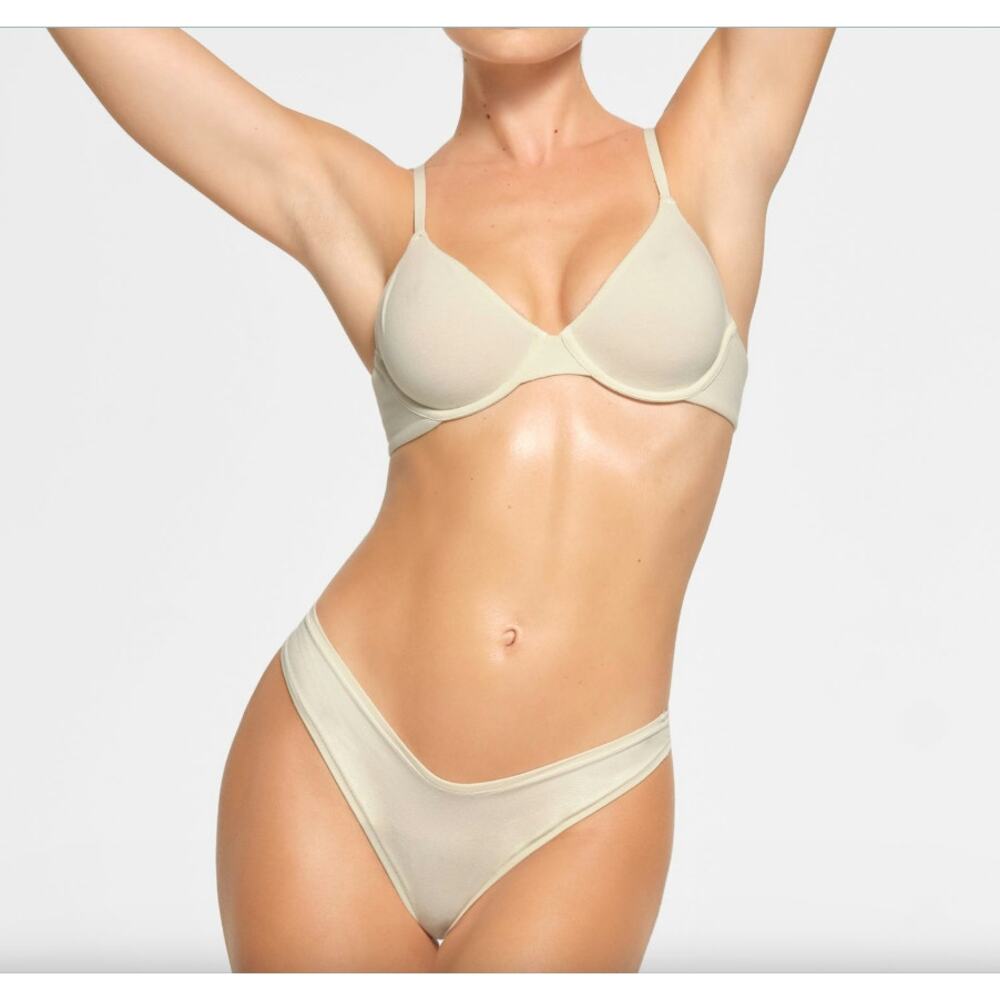 NWT SKIMS Cotton Jersey T-Shirt Bra Underwire Limited Edition Bone 38D